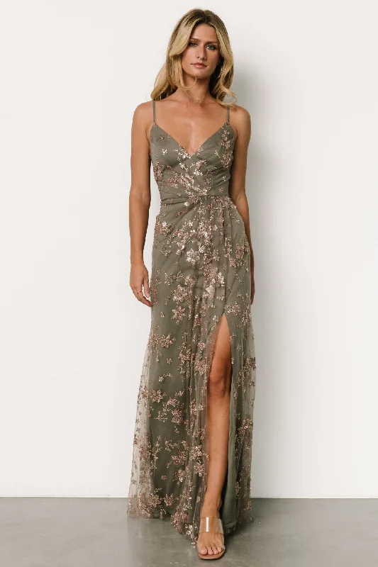 Classic Modern Offers Marcia Sparkle Gown | Eucalyptus + Rose Gold