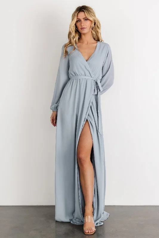 Quick Grab Deals Breanne Faux Wrap Maxi Dress | Light Blue