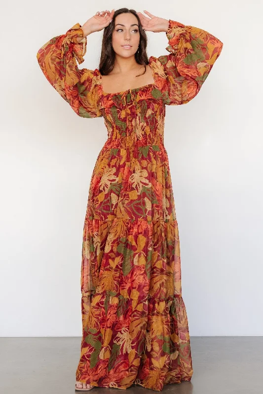 Elegant Clothing For Women Isadora Tiered Dress | Rust Multi Floral