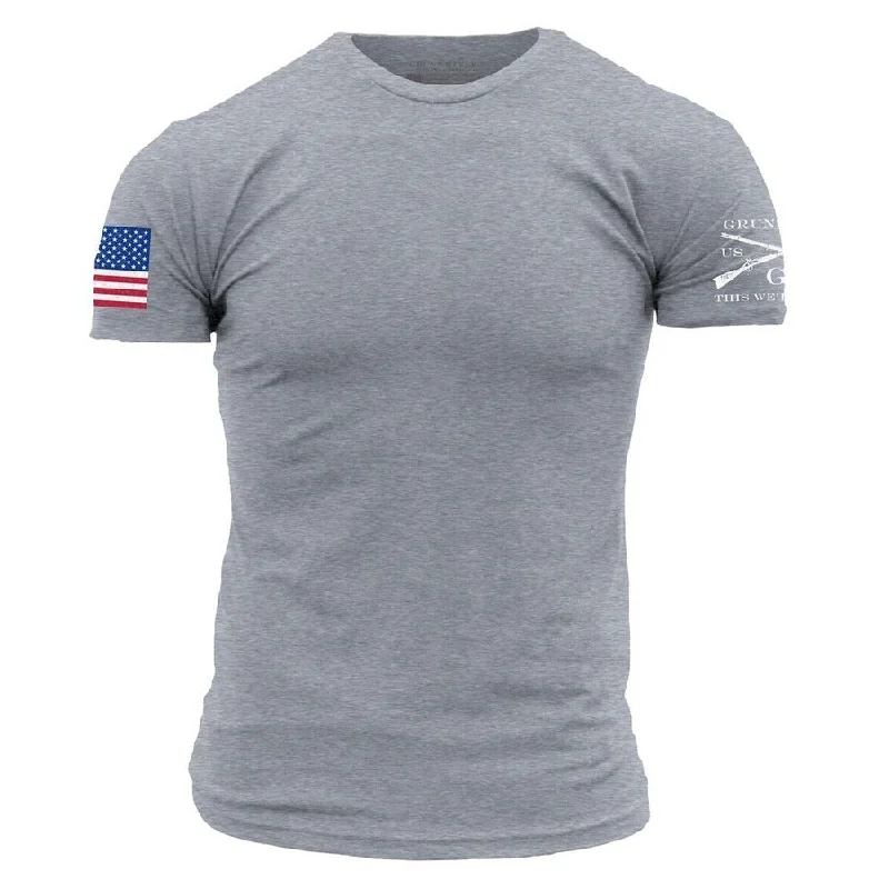 Comfortable Women's Clothes USA Flag Basic T-Shirt - Dark Heather Gray