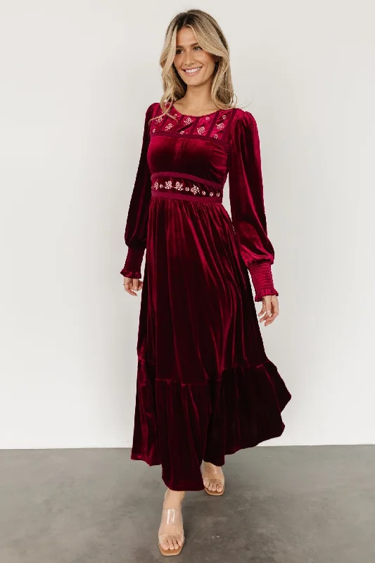 Women's Versatile Apparel Ingrid Velvet Maxi Dress | Merlot