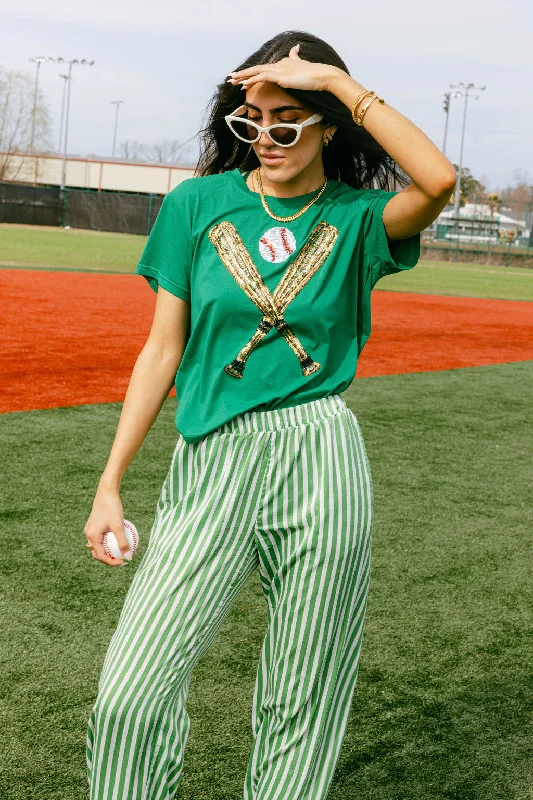 Fashion Forward Green & Gold Baseball Tee