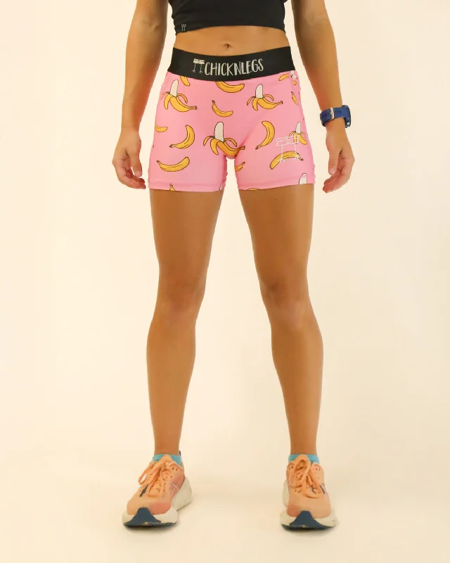 Women's Work Outfit For The Office Women's Pink Bananas 3" Compression Shorts