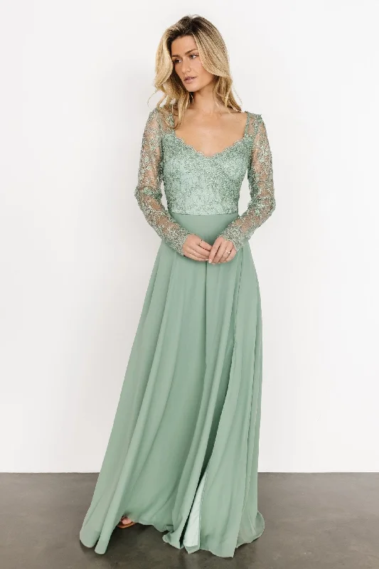 Summer Deals Adalaide Long Sleeve Maxi Dress | Dusty Sage