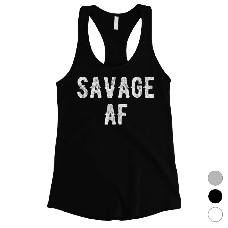 Women's Chic Outerwear Garments 365 Printing Savage AF Womens Trendy Powerful Saying Humurous Tank Top