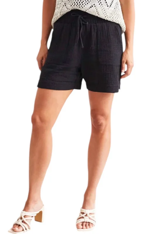 Flash Sales Cotton Gauze Shorts In Black