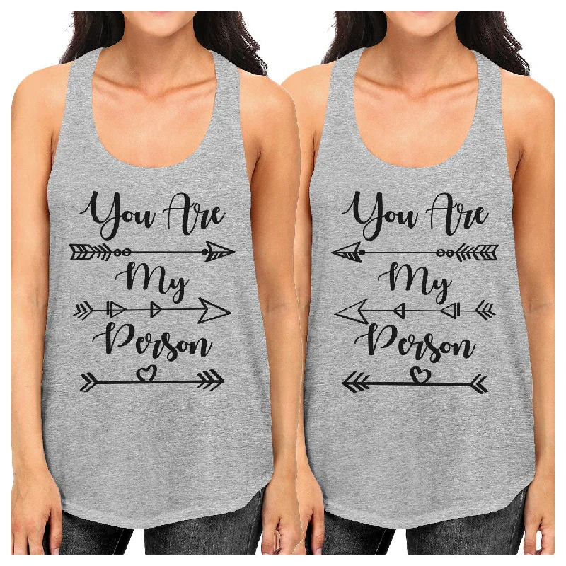 Women's Elegant Formal Outfit You Are My Person BFF Matching Grey Tank Tops