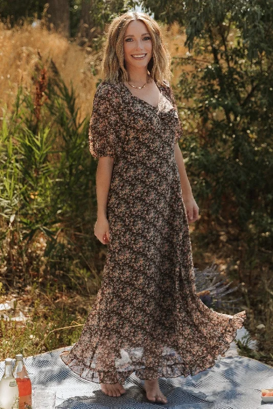 Women's Luxury Attire Camryn Maxi Dress | Brown Floral