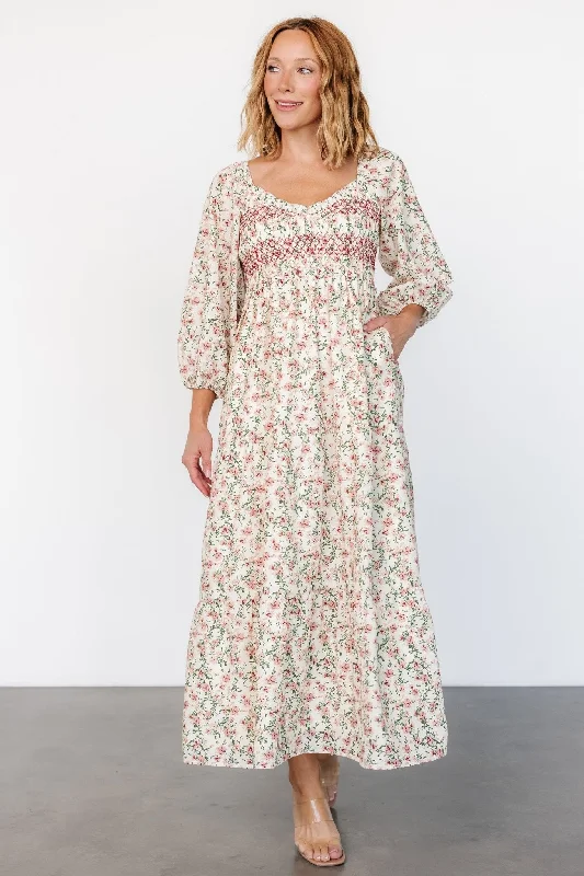 Modern Women's Outfit Louisa Smocked Maxi Dress | Cream Floral