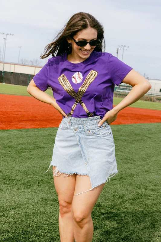 Flash Sale Purple & Gold Baseball Tee