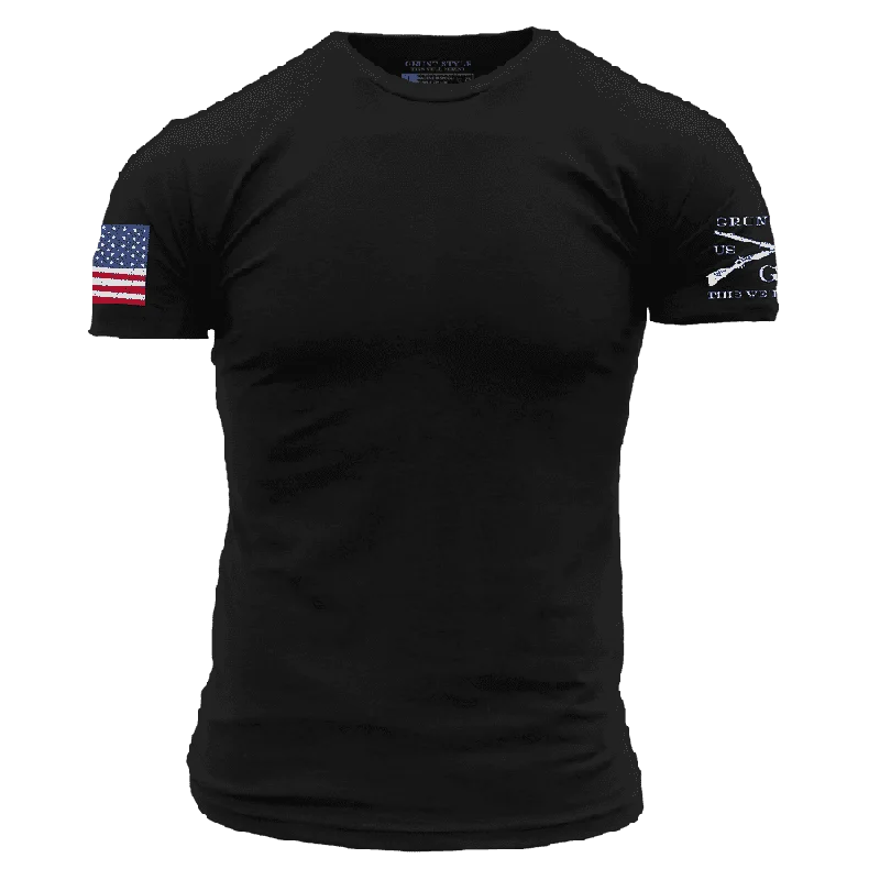 Women's Elegant Clothing Sets USA Flag Basic T-Shirt - Black