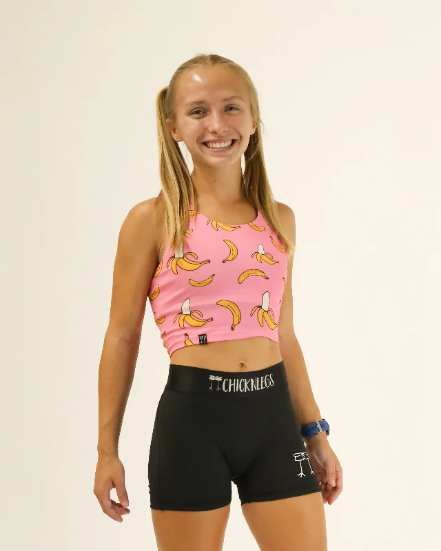 Women's Charming Outfit For Events Women's Pink Bananas PWR Crop Top