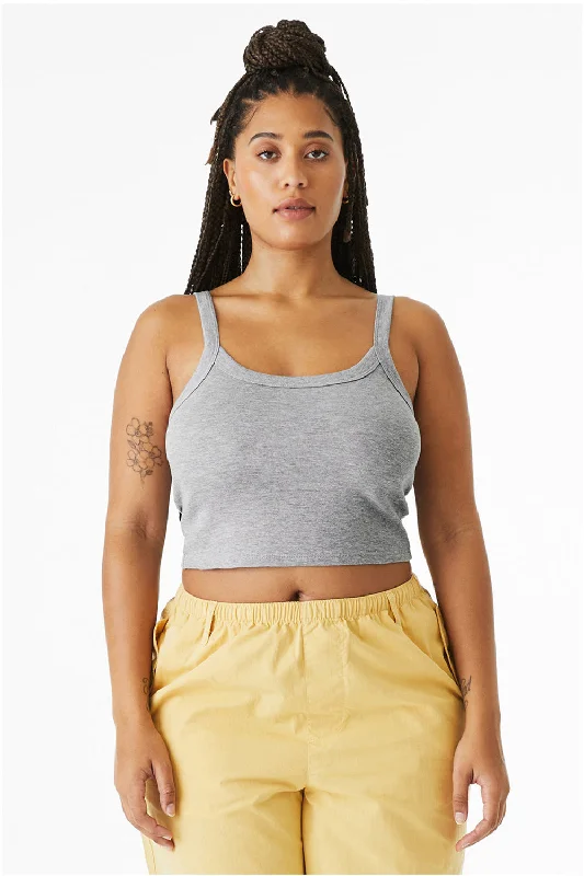 Women's Clothes And Apparel Bella + Canvas Womens Micro Ribbed Scoop Tank Top - Heather Grey