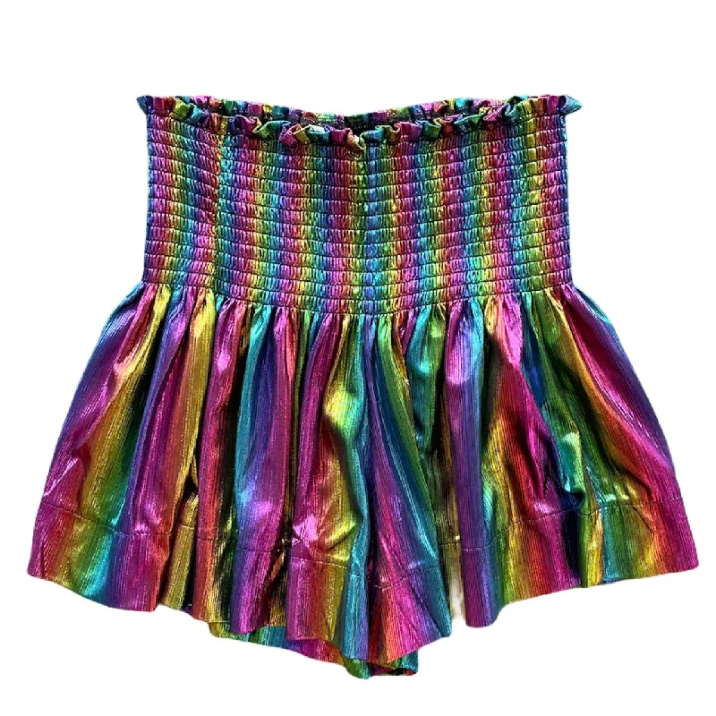 Classic Women's Clothing Styles Black Rainbow Swing Shorts