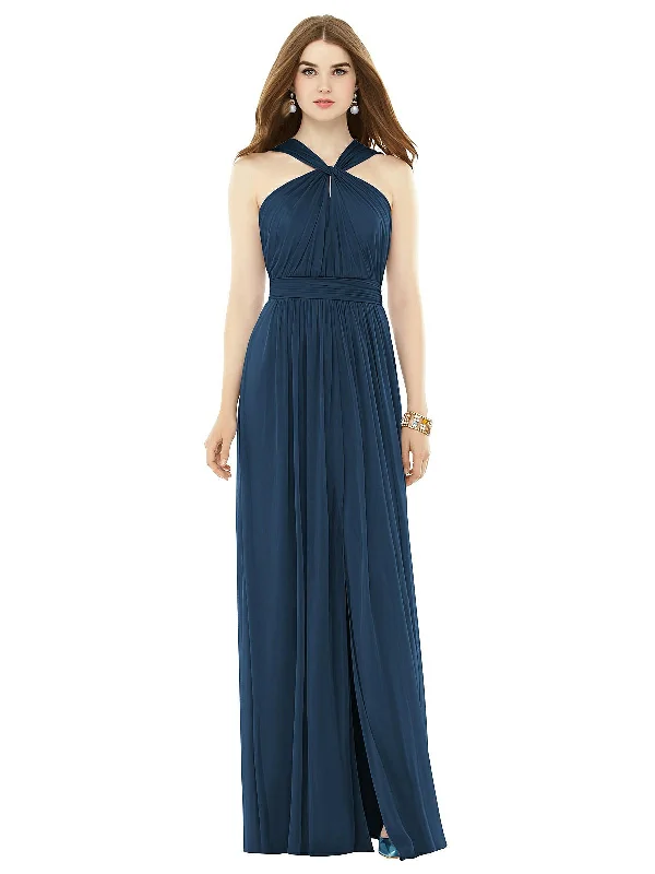 Friday Deals You Can't Resist Maxi Chiffon Knit Halter Neck Dress