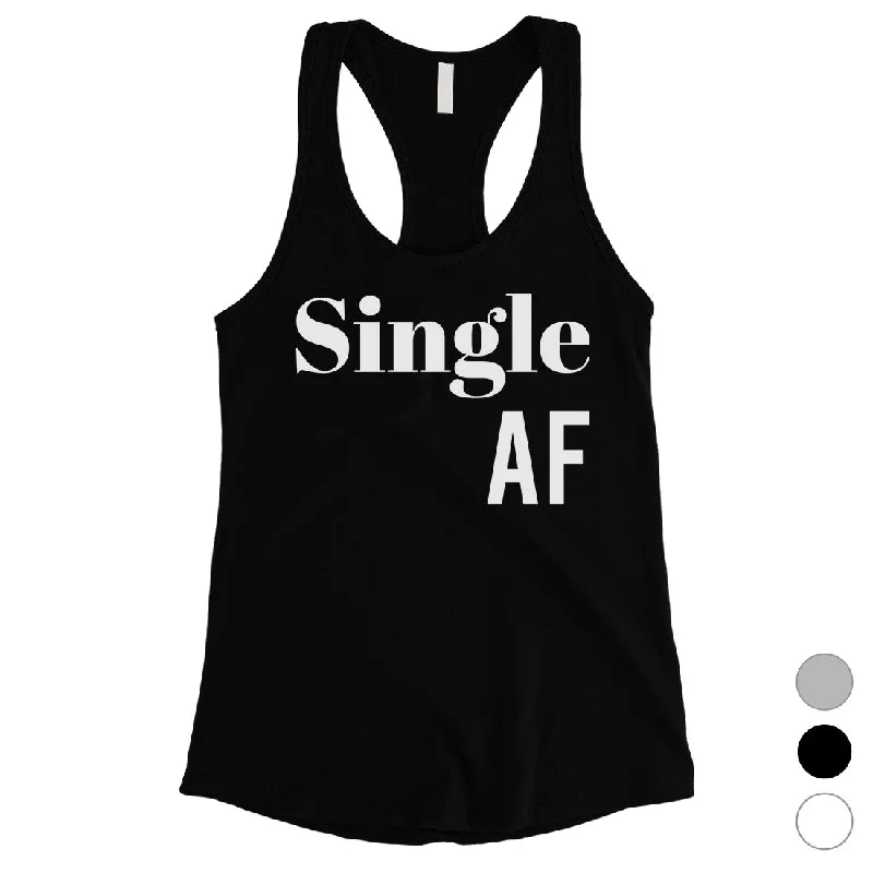 Women's Casual Apparel Single AF Womens Funny Saying Workout Tank Top For Single Friends