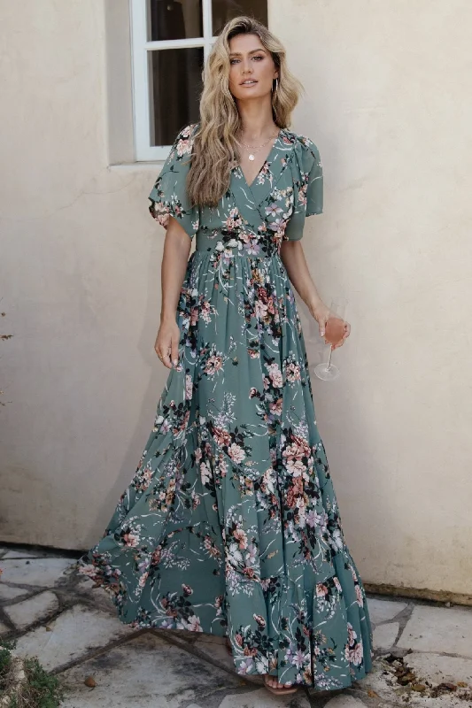 Flash Sale Starts Katherine Maxi Dress | Dusty Green Floral