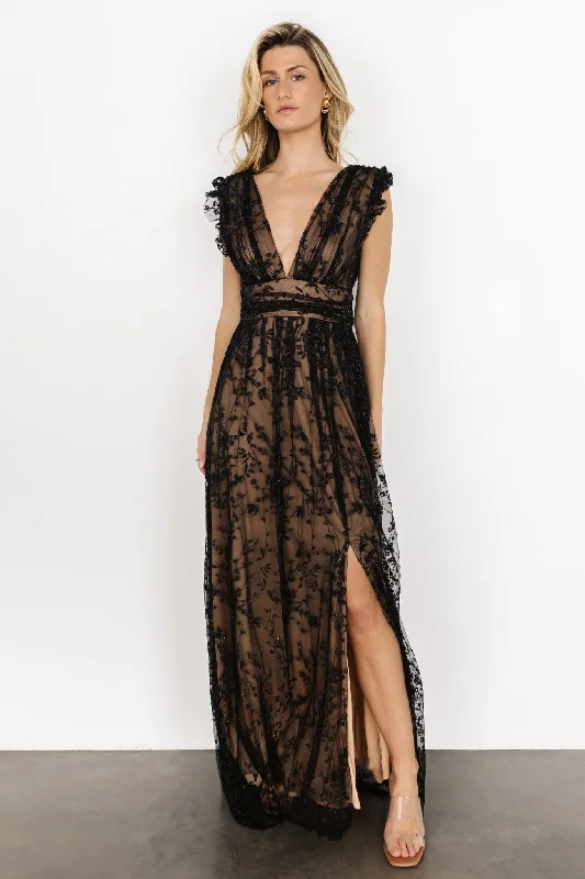 Women's Clothes For Outdoor Events Arlene Shimmer Gown | Black + Nude