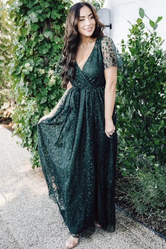 Formal Outfit For Women Marseille Embossed Maxi Dress | Green