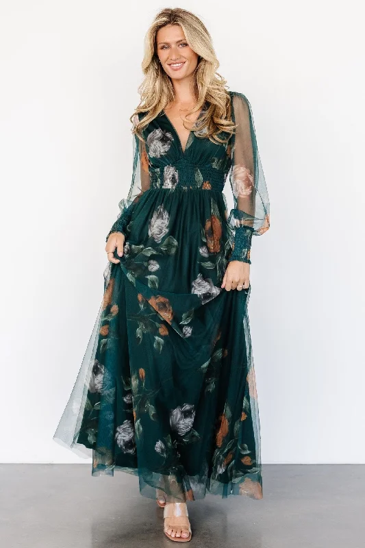 Women's Clothing For Everyday Wear Layla Tulle Maxi Dress | Deep Topaz Floral