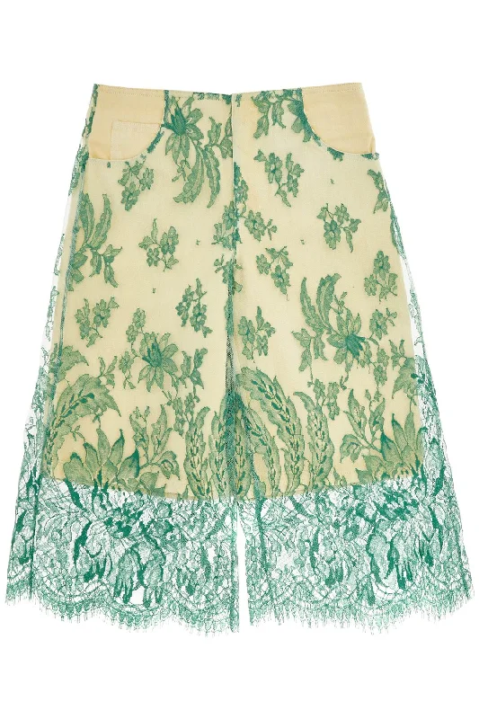 The Latest Fashion Trends Christopher Esber Women's Mint  Lace Shorts With Floral Embroidery