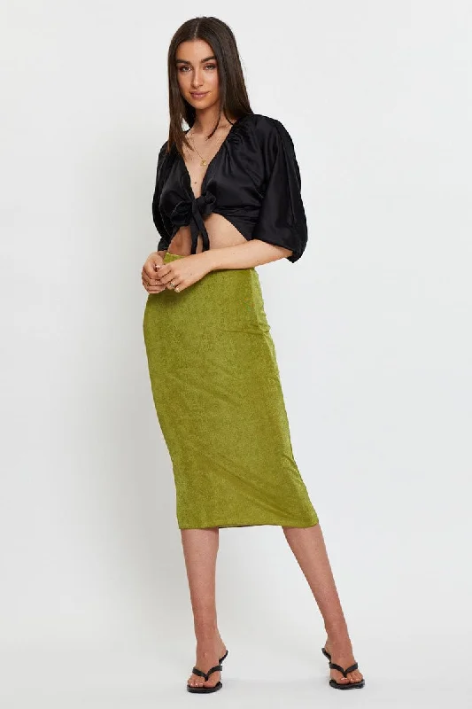 Seize Bargains Green Midi Skirt Bodycon