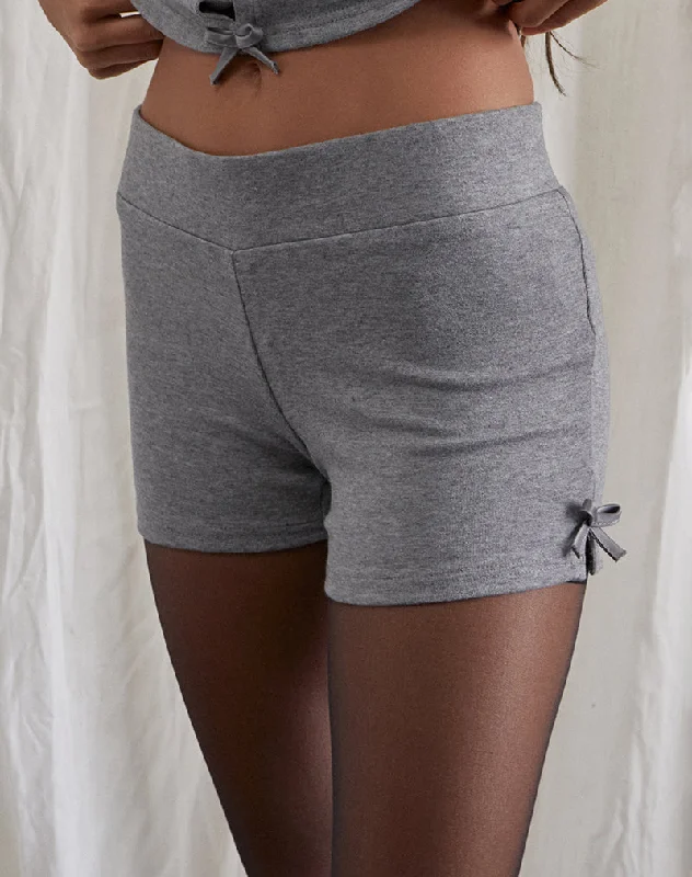 Limited Stock Verna Bow Micro Short in Light Grey Knit