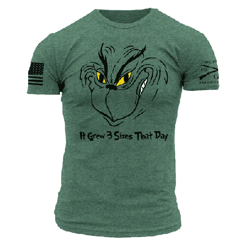 Affordable Women's Clothes Grinch Grows T-Shirt - Heather Forest Green