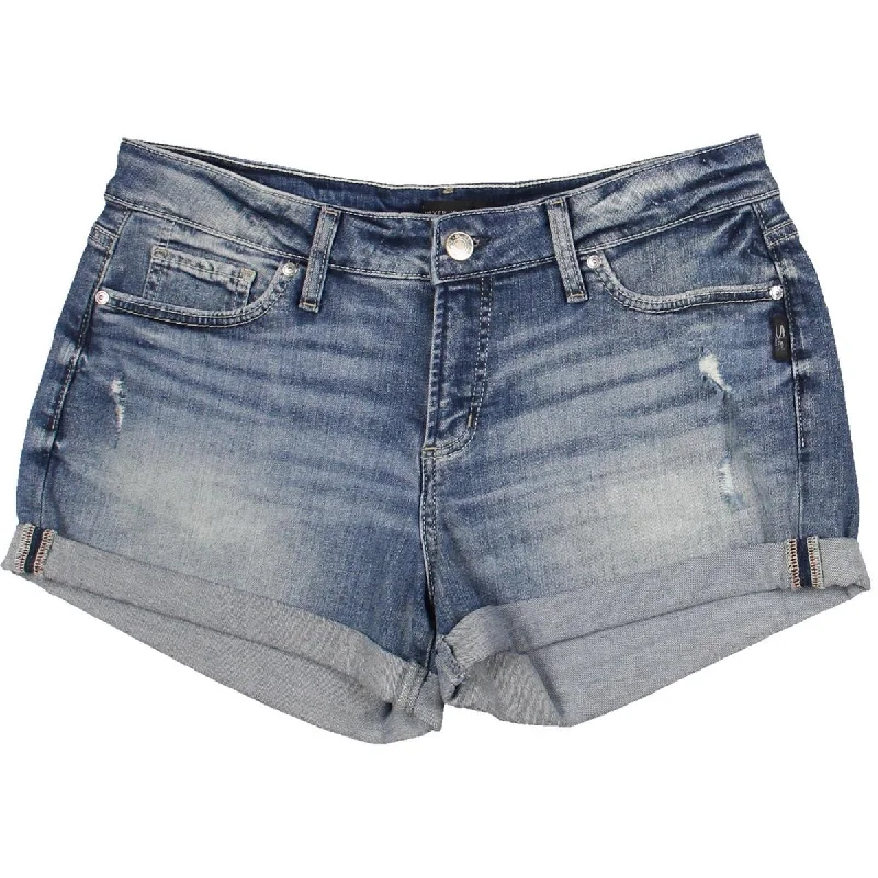 Fashion Forward Womens Distressed Mid Rise Denim Shorts