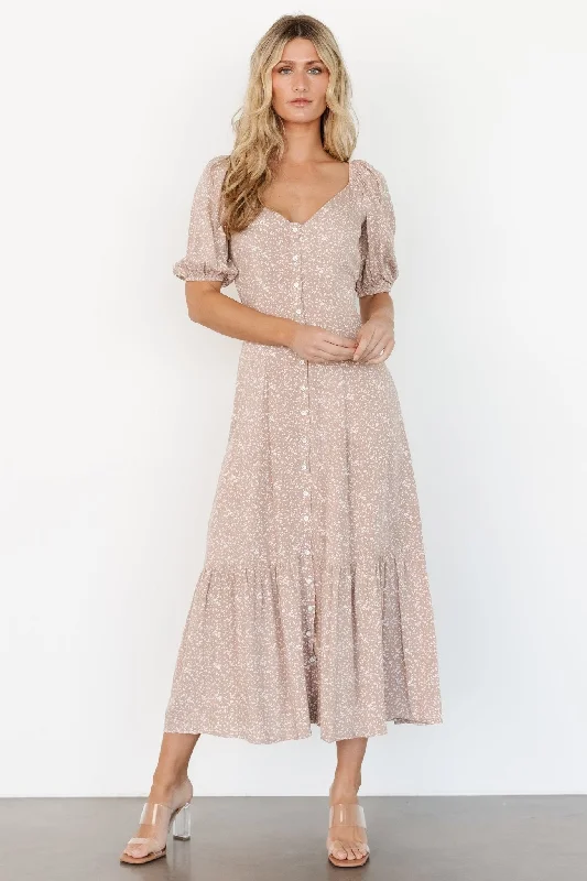 Flash Sale Mathilda Button Maxi Dress | Beige Floral