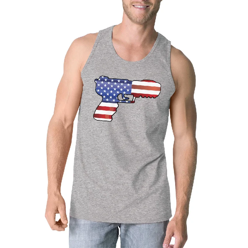 Women's Elegant Outfit American Flag Pistol Mens Tank Top Unique Gift For Gun Supporters