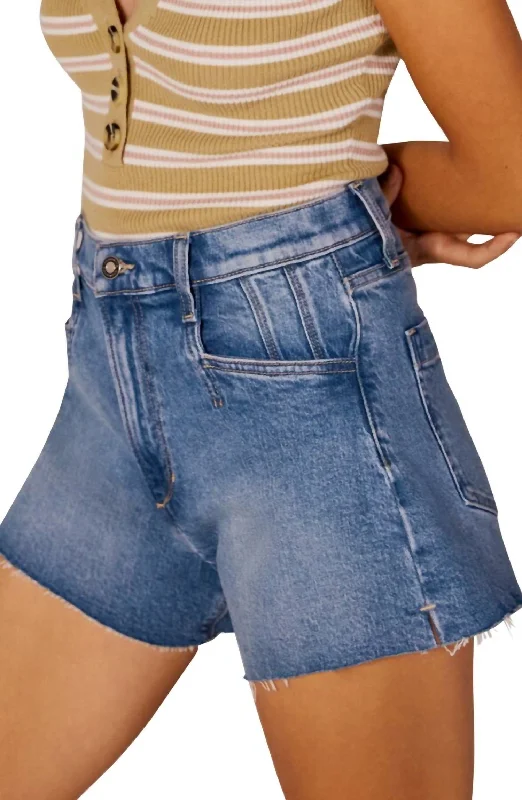 Women's Stylish Casual Garments The Jordie Super High Waist Denim Shorts In Blue