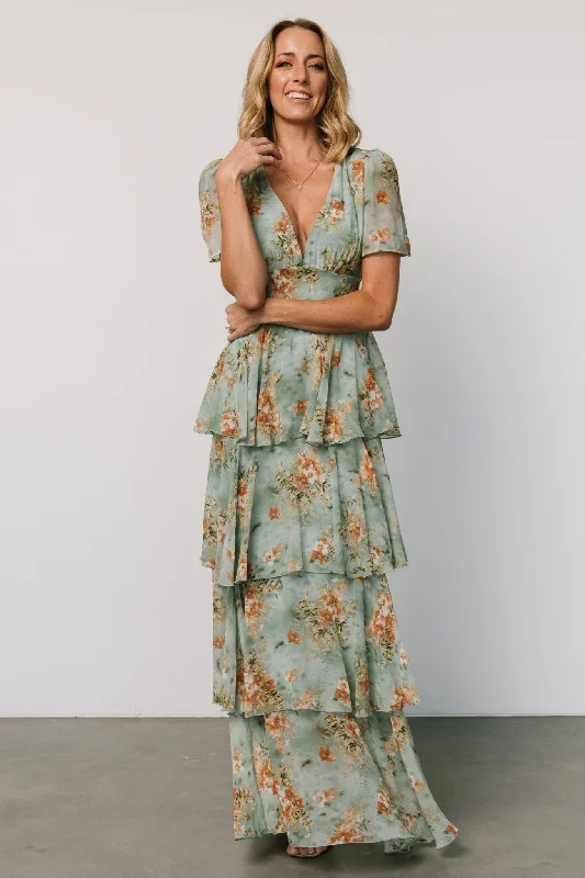 Luxe Style Discounts Montaigne Ruffle Maxi Dress | Blue Sage Floral