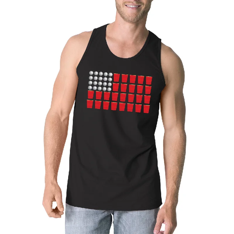 Women's Clothing For Special Occasions Beer Pong American Flag Mens Funny Design Tank Tee Gifts For Him