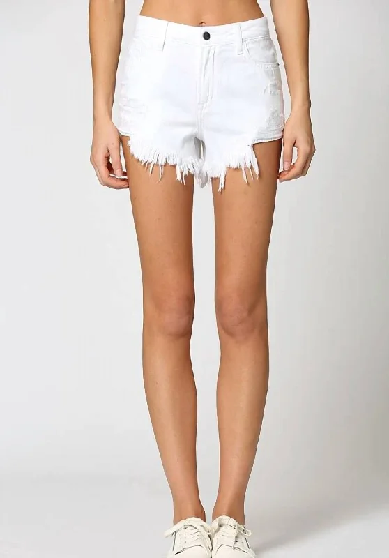 Final Sale Finn High Rise Fray Shorts In White