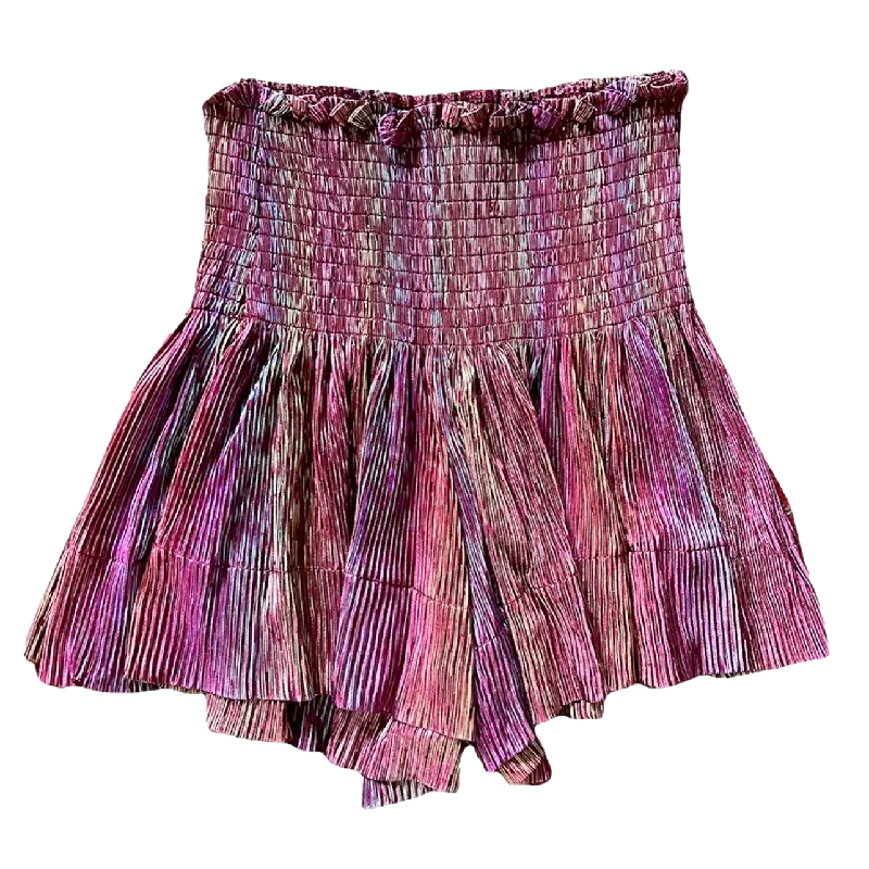 Stylish Women's Clothing Maroon Pleat Swing Short