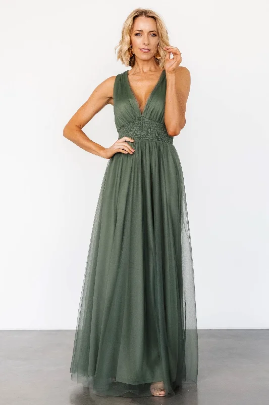 Unleash Your Trend Driven Style Kamila Tulle Maxi Dress | Dark Sage