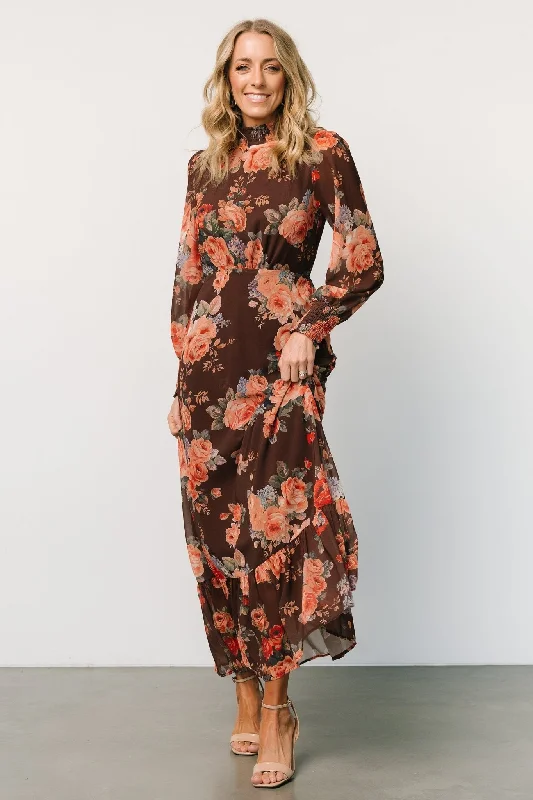 Women's Occasion Wear Clothing Luciana Maxi Dress | Brown Floral