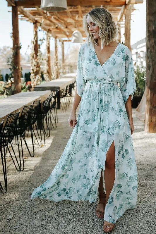 Daily Deals Kia Kimono Maxi Dress | Sage Floral