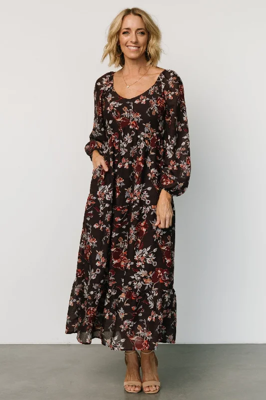 Sporty Fashion Offers Chantae Maxi Dress | Dark Plum Print