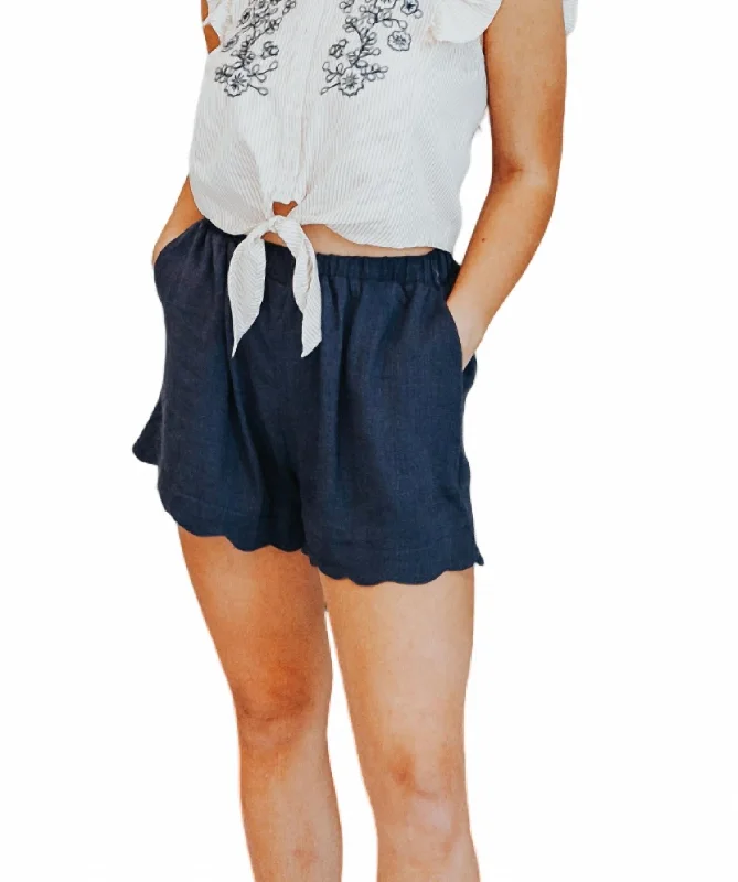 Women's Relaxed Clothes Clean Lines Shorts In Blue