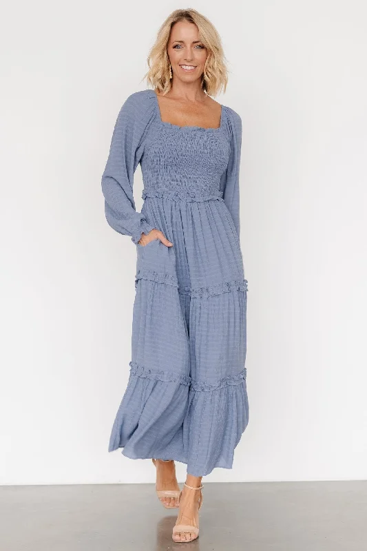 Women's High-End Clothing Rowan Tiered Dress | Slate Blue