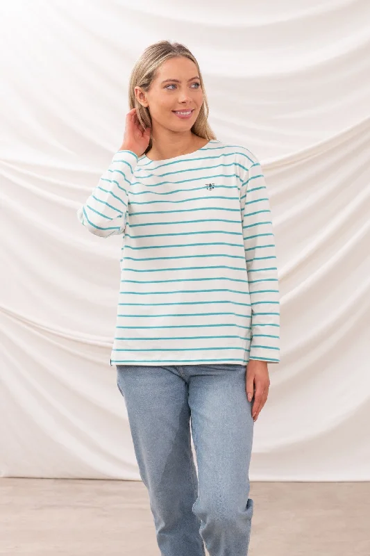 Urban Elegance Deals Causeway Breton Top - Soft Teal Stripe