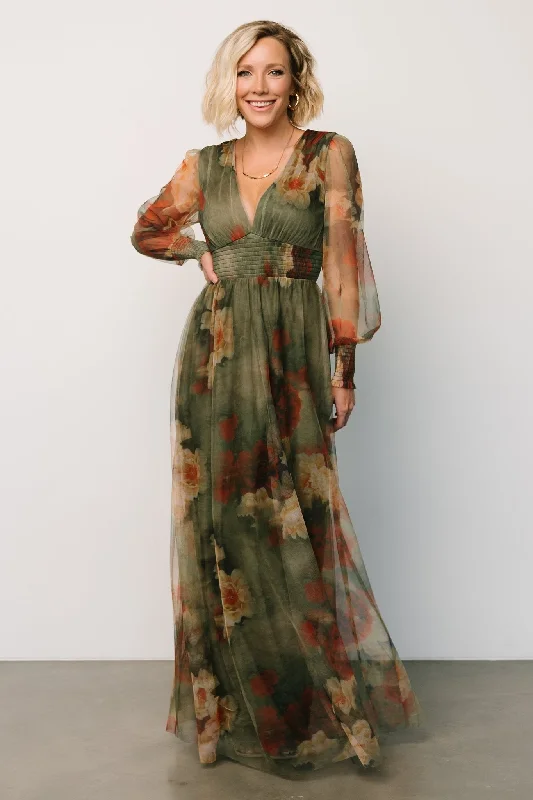 Charming Women's Outfit For Special Occasions Layla Tulle Maxi Dress | Olive + Rust