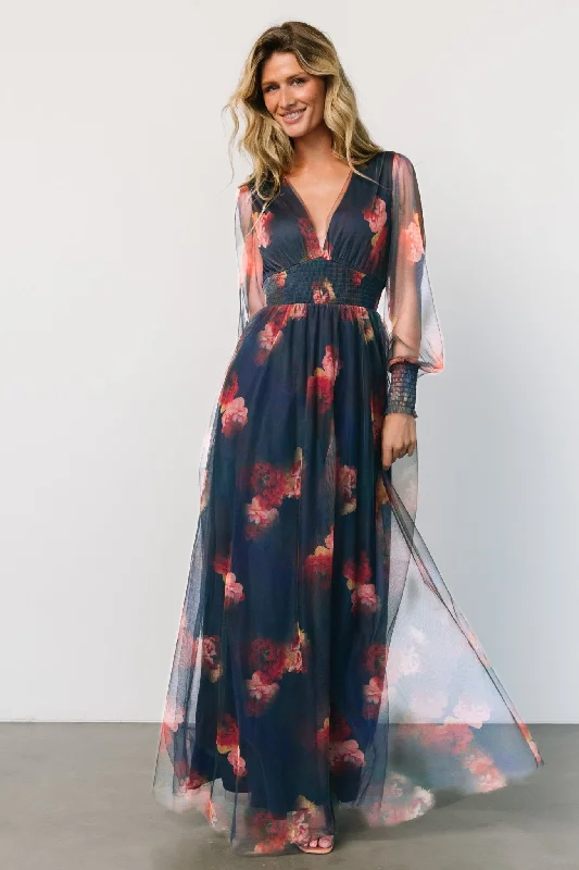 Women's Transitional Attire Layla Tulle Maxi Dress | Topaz Ombre Floral