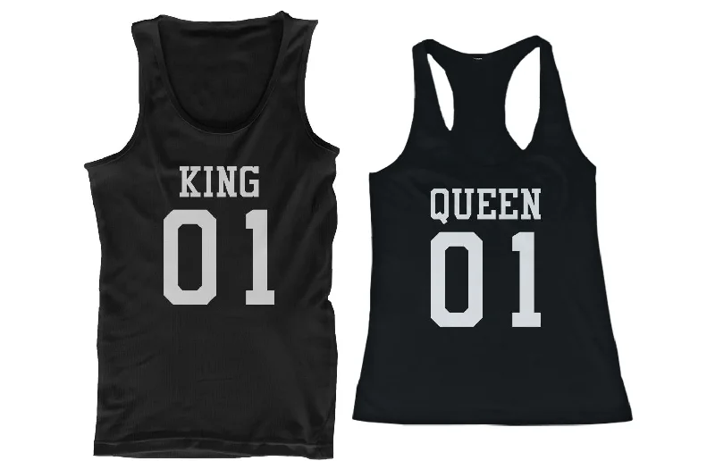 Women's Plus-Size Attire King 01 Queen 01 Couple Tank Tops Matching Tanks Summer Vacation Tee