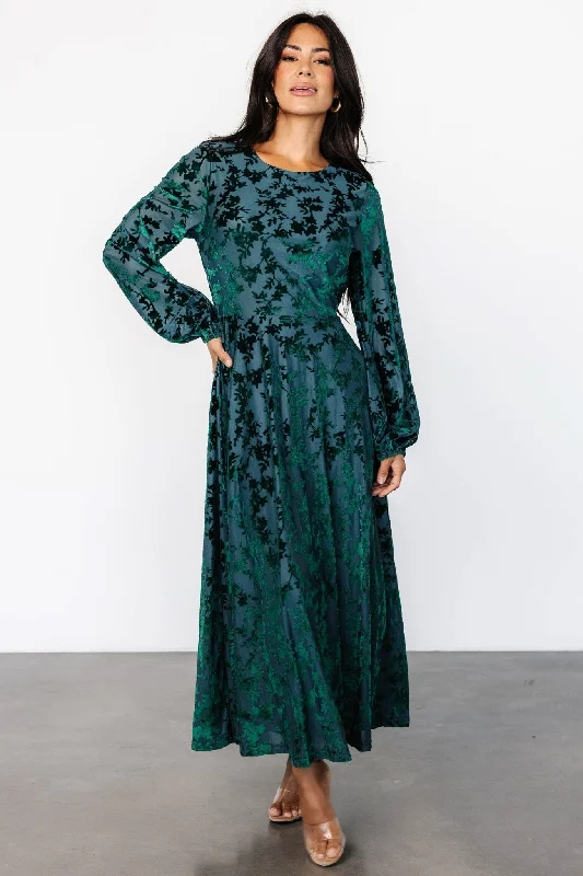 Casual Apparel For Women Thora Velvet Dress | Emerald Floral