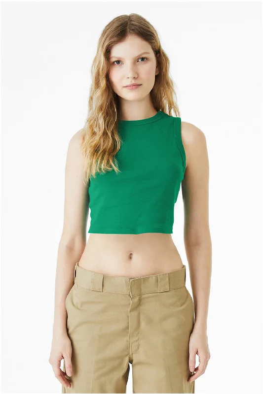 Women's Apparel And Garments Bella + Canvas Womens Micro Ribbed Muscle Crop Tank Top - Kelly Green