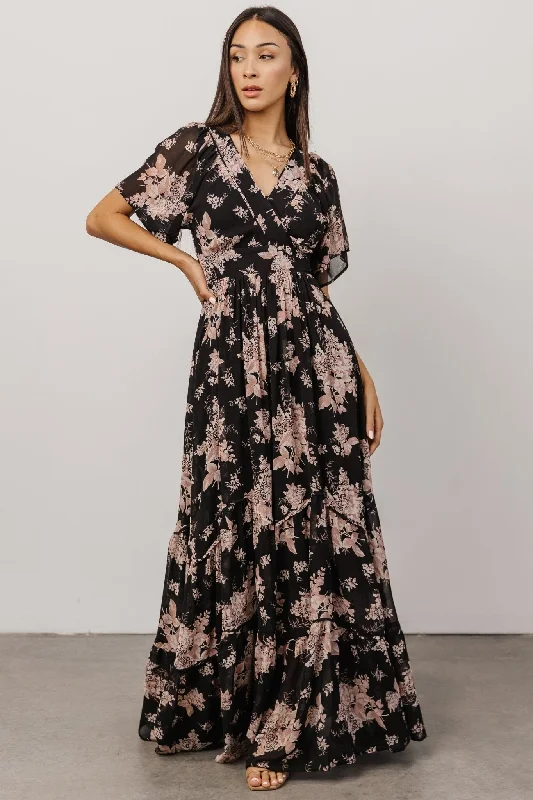 Women's Everyday Garments Katherine Maxi Dress | Black + Blush Floral