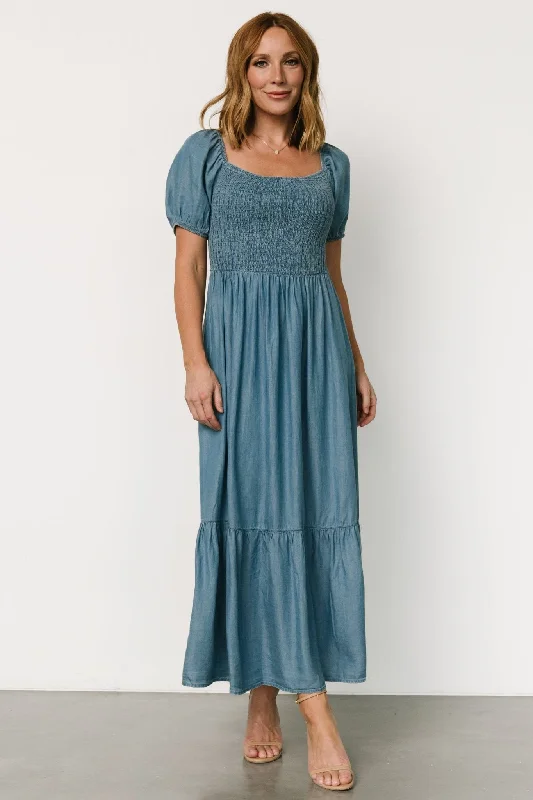 Sustainable Women's Clothing Lauralee Smocked Dress | Chambray